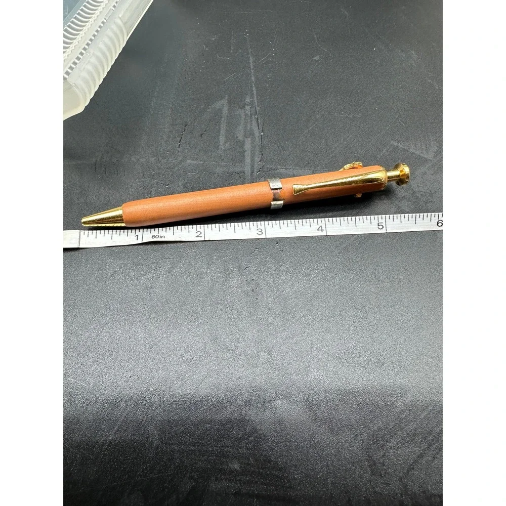 Wood‎ Crucifix Pen Gold Tone Jesus Relief Peace on Earth Boxed Religious INRI
